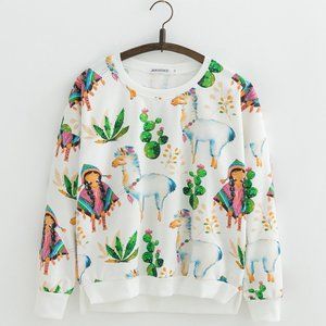 GIRLS ~ LLAMA PRINT COWGIRL SWEATSHIRT TOP